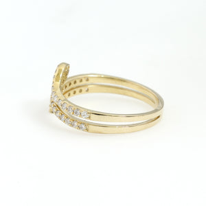 14K Yellow Gold Coiled Snake Ring 0.32 Ctw