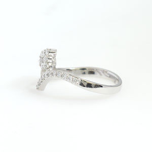 14K White Gold Double Leaf Ring 0.43 Ctw