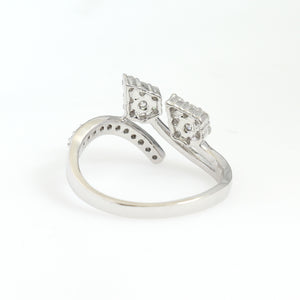 14K White Gold Double Leaf Ring 0.43 Ctw