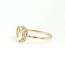 Load image into Gallery viewer, 14K Yellow Gold Star And Moon Ring 0.12 Ctw