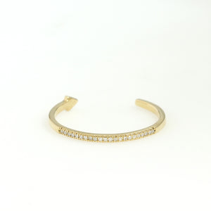 14K Yellow Gold Arrow Band Ring 0.04 Ctw