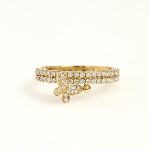 14K Yellow Gold Butterfly Swivel Ring 0.44 Ctw