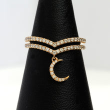 Load image into Gallery viewer, 14K Rose Gold Crescent Moon Ring 0.42 Ctw
