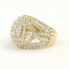 Load image into Gallery viewer, 10K Yellow Gold Square Cluster Hollow Accented Ring 3 Ctw