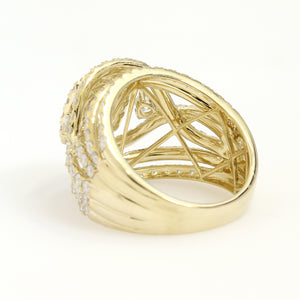 10K Yellow Gold Square Cluster Hollow Accented Ring 3 Ctw