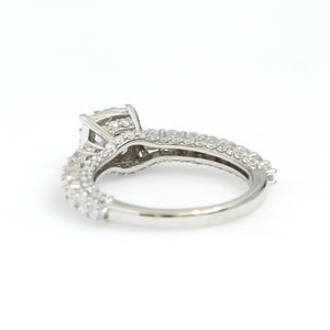 10K White Gold Square Cluster Accented Engagement Ring 1.75 Ctw