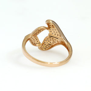 10K Rose Gold Whale Ring 0.38 Ctw