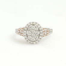Load image into Gallery viewer, 14K Rose And White Gold Accented Oval Cluster Ring 1 Ctw