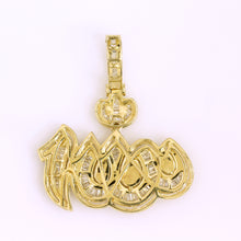 Load image into Gallery viewer, 10K Yellow Gold Baguette Allah Pendant 1.7 Ctw