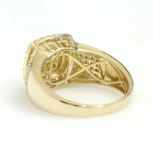 10K Yellow Gold Square Cluster Ring 1.15 Ctw