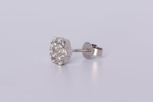 Load image into Gallery viewer, 14K White Gold Flower Cluster Earrings 1.70Ctw