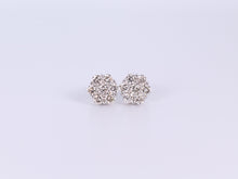Load image into Gallery viewer, 14K White Gold Flower Cluster Earrings 1.75Ctw