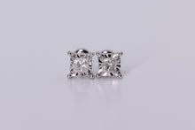 Load image into Gallery viewer, 14k White Gold Square Earrings .600Ctw