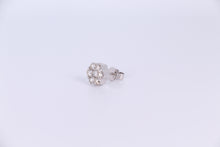 Load image into Gallery viewer, 14K White Gold Flower Cluster Earrings 1.75Ctw