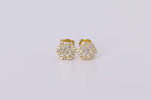 Load image into Gallery viewer, 10k Yellow Gold Hexagon Earrings .320Ctw