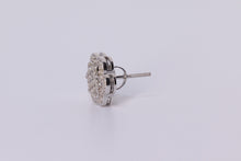 Load image into Gallery viewer, 14K White Gold Flower Cluster Earrings 1.05Ctw