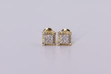 Load image into Gallery viewer, 14k Yellow Gold Square Earrings .440Ctw