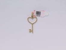 Load image into Gallery viewer, 10k Yellow Gold Heart Key Pendant .950Ctw