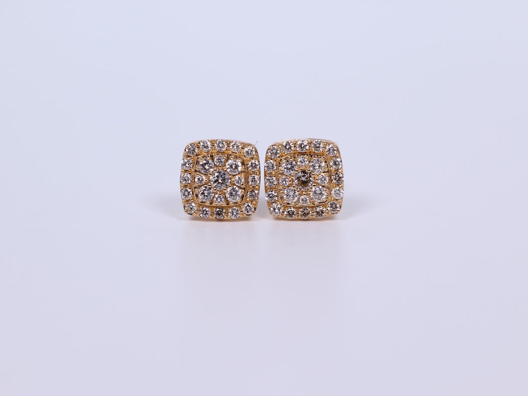 10K Yellow Gold Square Earrings .950ctw