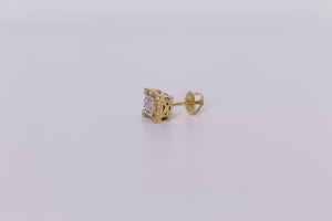 14k Yellow Gold Square Earrings .440Ctw