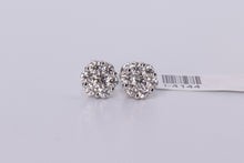 Load image into Gallery viewer, 10K White Gold Flower Cluster Earrings 1.25Ctw
