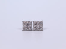 Load image into Gallery viewer, 14K White Gold Square Earrings 1.05Ctw