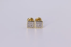 14K Yellow Gold Square Earrings .250Ctw