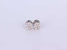 Load image into Gallery viewer, 10K White Gold Flower Cluster Earrings .500Ctw
