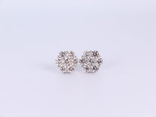Load image into Gallery viewer, 14K White Gold Flower Cluster Earrings 3.50Ctw