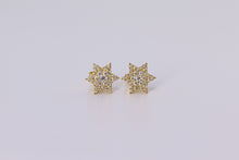 Load image into Gallery viewer, 10K Yellow Gold Star Earrings .820Ctw