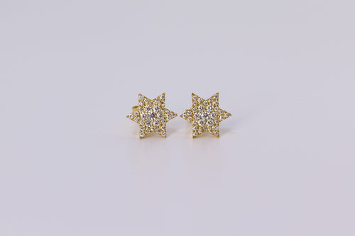 10K Yellow Gold Star Earrings .820Ctw