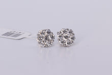 Load image into Gallery viewer, 10K White Gold Flower Cluster Earrings 1.74Ctw