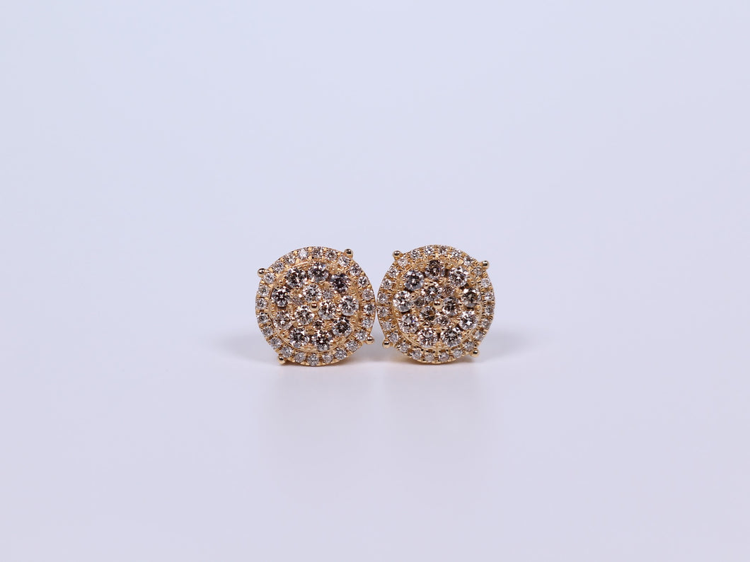10K Yellow Gold Round Earrings .850Ctw