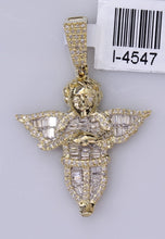 Load image into Gallery viewer, 10k Yellow Gold Angel Pendant 0.6Ctw