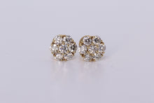 Load image into Gallery viewer, 14K Yellow Gold Flower Cluster Earrings 1.50Ctw
