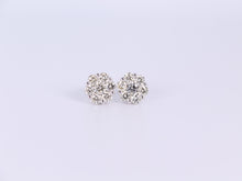 Load image into Gallery viewer, 10K White Gold Flower Cluster Earrings 2.00Ctw