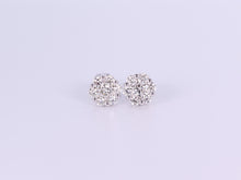 Load image into Gallery viewer, 10K White Gold Flower Cluster Earrings 1.23Ctw