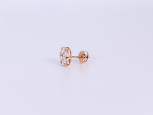 14K Rose Gold Flower Cluster Earring 1.50Ctw