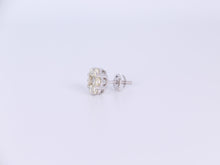 Load image into Gallery viewer, 10K White Gold Flower Cluster Earrings 2.00Ctw