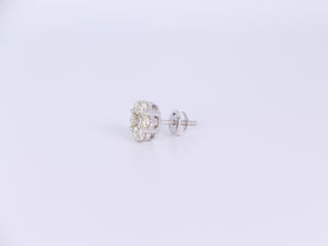 10K White Gold Flower Cluster Earrings 2.00Ctw