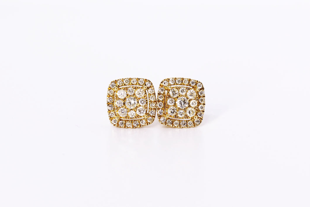 10 Yellow Gold Square Earrings 1.00Ctw