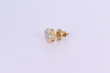 Load image into Gallery viewer, 10K Yellow Gold Flower Cluster Earrings 1.00Ctw