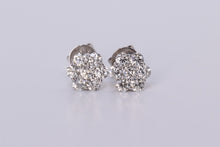 Load image into Gallery viewer, 14K White Gold Flower Cluster Earrings 1.15Ctw