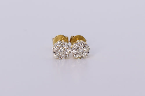 10k Yellow Gold Flower Cluster Earrings .330Ctw