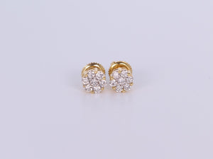 10K Yellow Gold Flower Cluster Earrings .500Ctw
