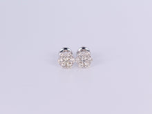 Load image into Gallery viewer, 10K White Gold Flower Cluster Earrings .740Ctw