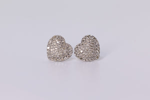 14K White Gold Heart Earrings 1.20Ctw