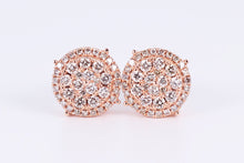 Load image into Gallery viewer, 10k Rose Gold Round Earrings .850Ctw