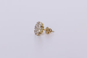 10K Yellow Gold Flower Cluster Earrings 2.30Ctw