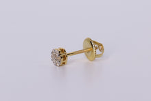 Load image into Gallery viewer, 14k Yellow Gold Flower Cluster Earrings .260Ctw